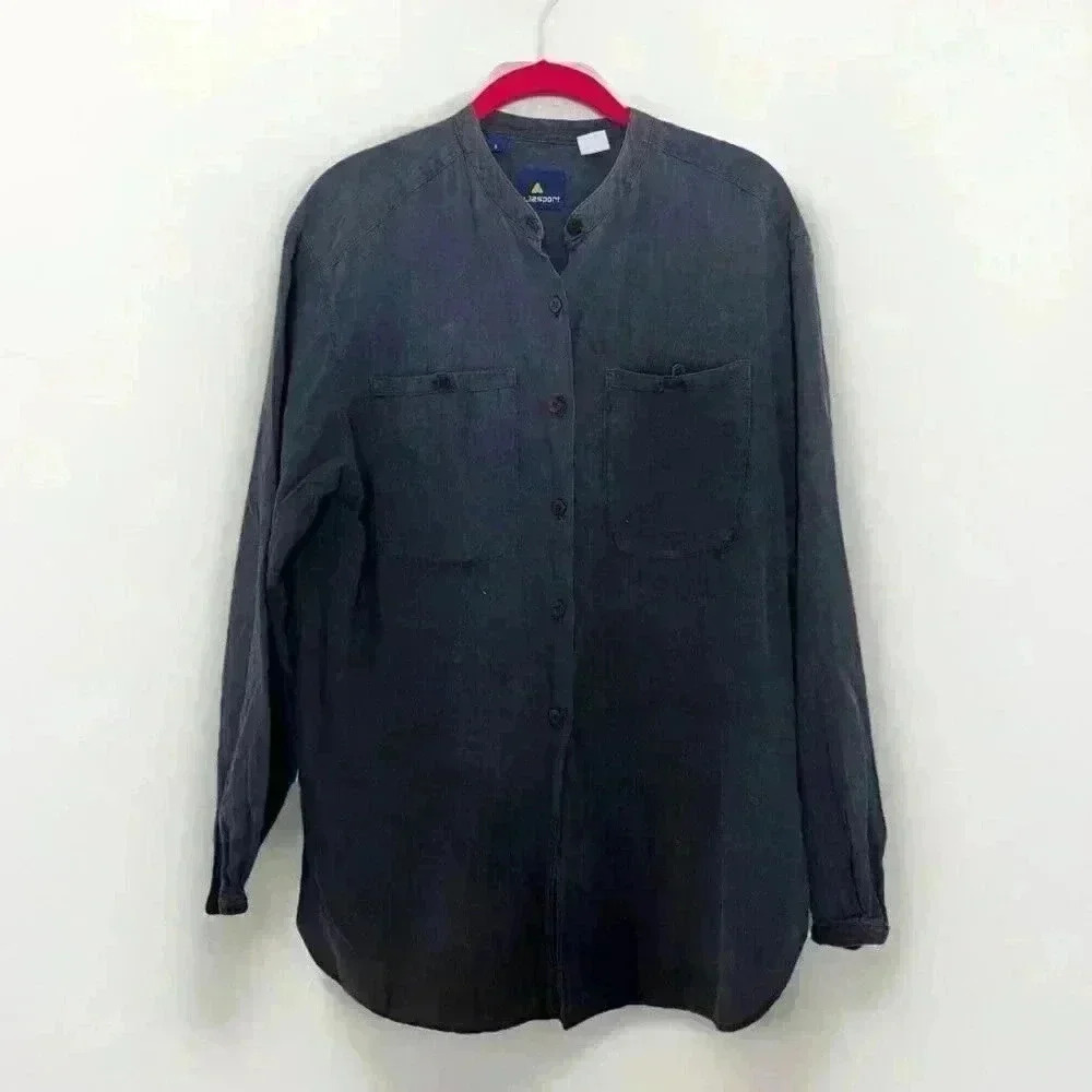 Vintage Lizsport Womens Small Shirt Button Down Pocket Long Sleeves